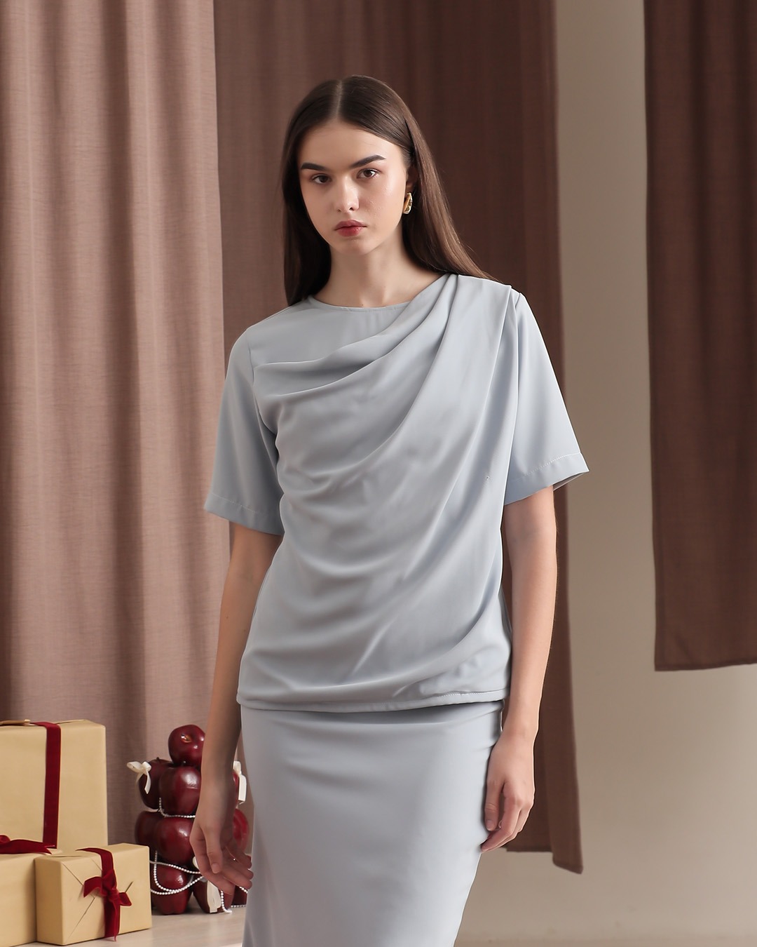 [Tutuloph] Tiffa Blouse | Short Sleeve | Fit Blouse Wanita | Atasan Kasual Wanita Rempel | Casual Fashion Normal Bigsize