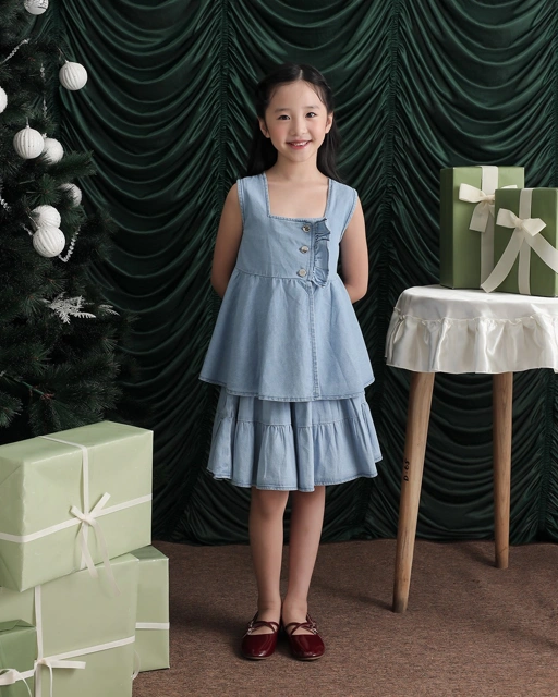 Image of Zia Top Kids | Button Top Baju Denim Anak Perempuan | Usia 1-8 Tahun | Atasan Jeans Anak Perempuan | Fashion Anak | TutuKids