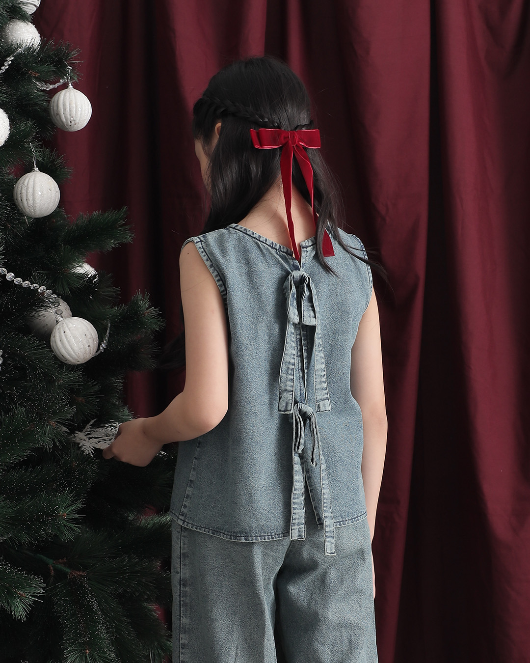Lina Blouse Kids | Sleeveless Top Tali Pita Baju Denim Anak Perempuan | Usia 1-8 Tahun | Atasan Jeans Anak Perempuan | Fashion Anak | TutuKids