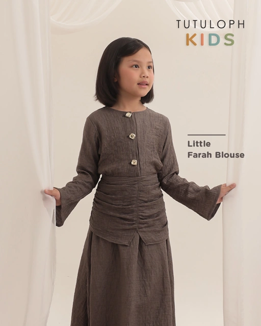 Image of Little Farah Blouse Kids | Blouse Ruffle Anak Perempuan Kancing Depan | Atasan Elegan Raya Collection | Usia 7-8 Tahun | TutuKids