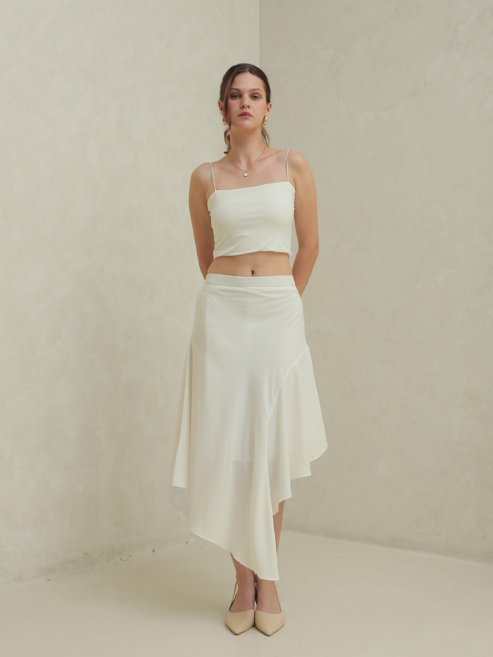 [Tutuloph] Mae Skirt | Rok Midi Ruffle Asimetris Wanita | Rok Gelombang Elegan & Stylish – Fit to Big Size, Cocok untuk Casual & Semi Formal Look