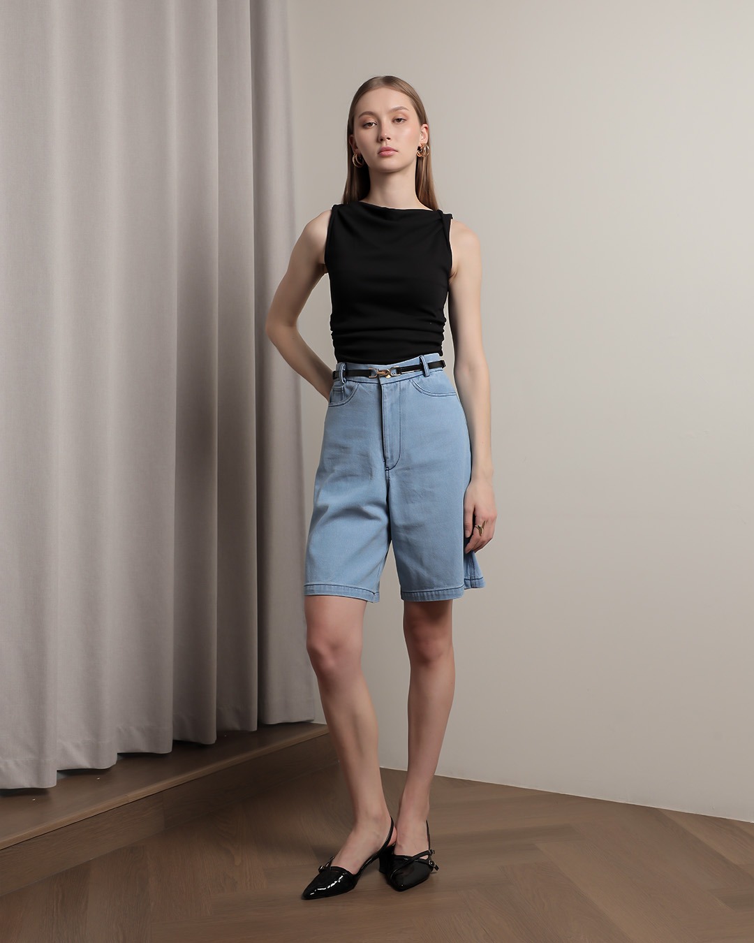 [Tutuloph] Adler Pants | Celana Pendek Wanita Denim Jeans | Short Pants Kantong Depan | Denim Navy Casual Bigsize