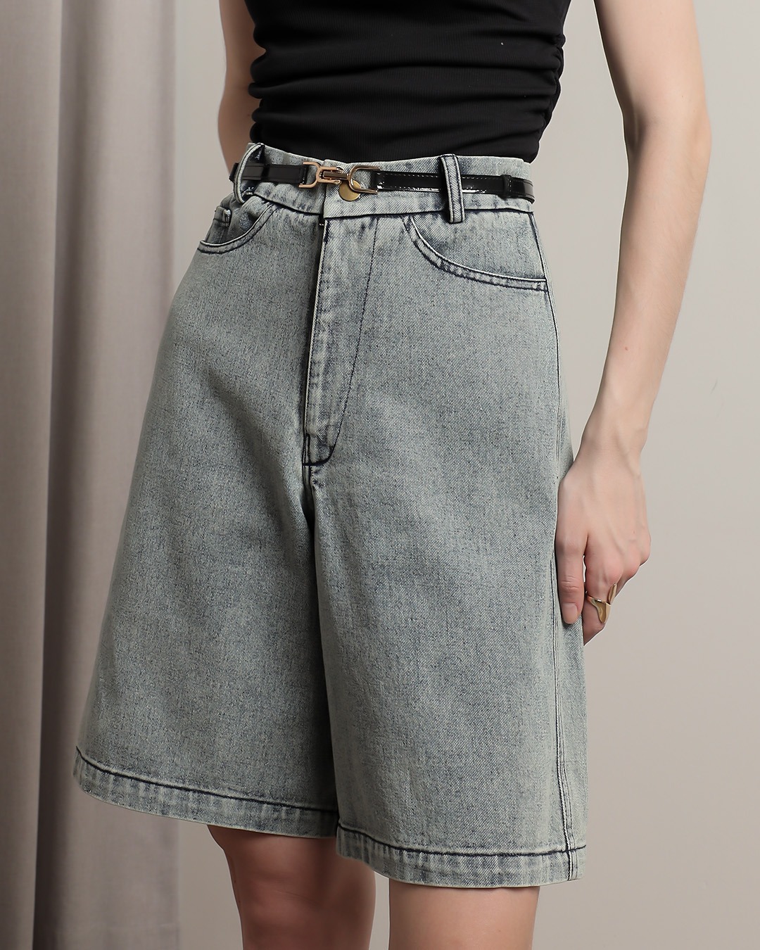 [Tutuloph] Adler Pants | Celana Pendek Wanita Denim Jeans | Short Pants Kantong Depan | Denim Navy Casual Bigsize