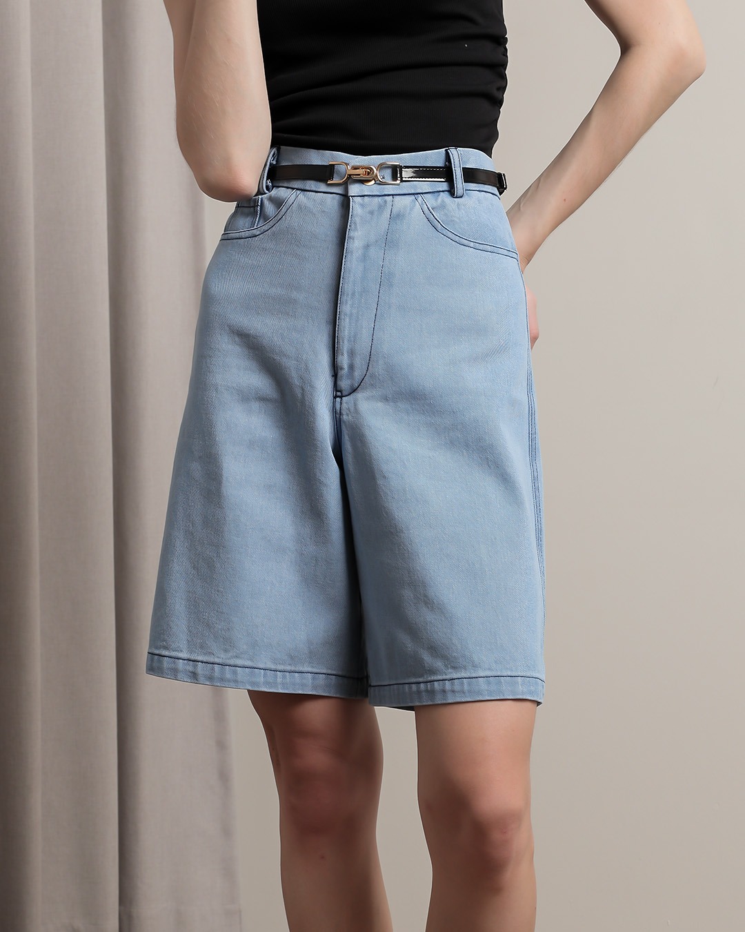 [Tutuloph] Adler Pants | Celana Pendek Wanita Denim Jeans | Short Pants Kantong Depan | Denim Navy Casual Bigsize