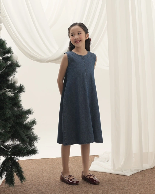 Image of Alice Dress Kids | Dress Resleting Belakang Denim Anak Perempuan | Usia 1-8 Tahun | Dress Anak Perempuan | Fashion Anak | TutuKids