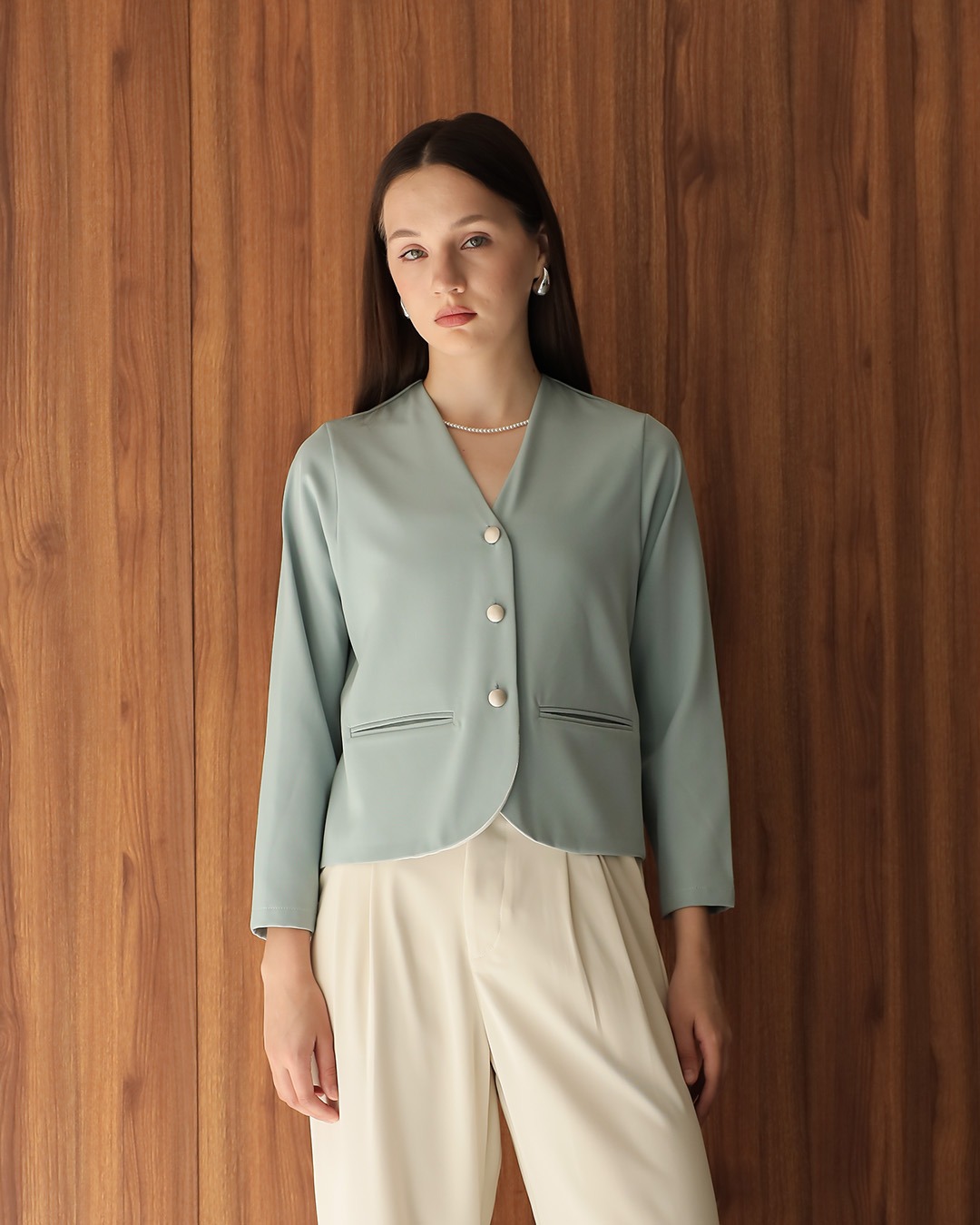 [Tutuloph] Ayla Blouse | Blouse Kantong Wanita Lengan Panjang | Outer Kancing Lengan Panjang Casual Fashion Normal Bigsize