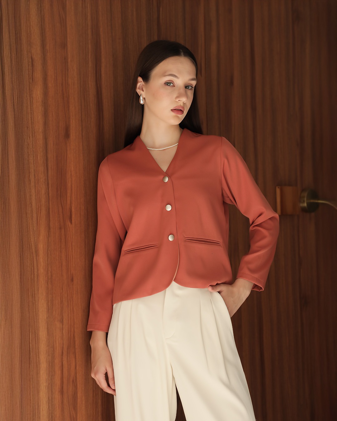 [Tutuloph] Ayla Blouse | Blouse Kantong Wanita Lengan Panjang | Outer Kancing Lengan Panjang Casual Fashion Normal Bigsize
