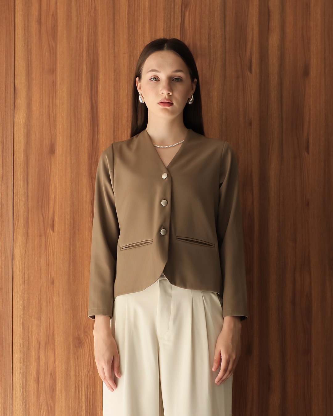 [Tutuloph] Ayla Blouse | Blouse Kantong Wanita Lengan Panjang | Outer Kancing Lengan Panjang Casual Fashion Normal Bigsize