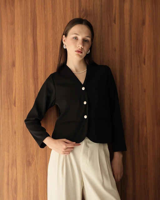 Image of [Tutuloph] Ayla Blouse | Blouse Kantong Wanita Lengan Panjang | Outer Kancing Lengan Panjang Casual Fashion Normal Bigsize