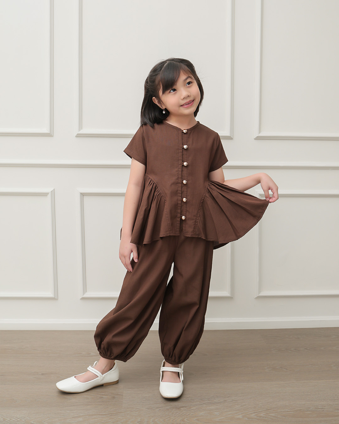 Giana Blouse Kids | Blouse Anak Perempuan Lengan Pendek | Atasan Anak Casual Peplum Kancing Depan | Usia 1-8 Tahun | TutuKids