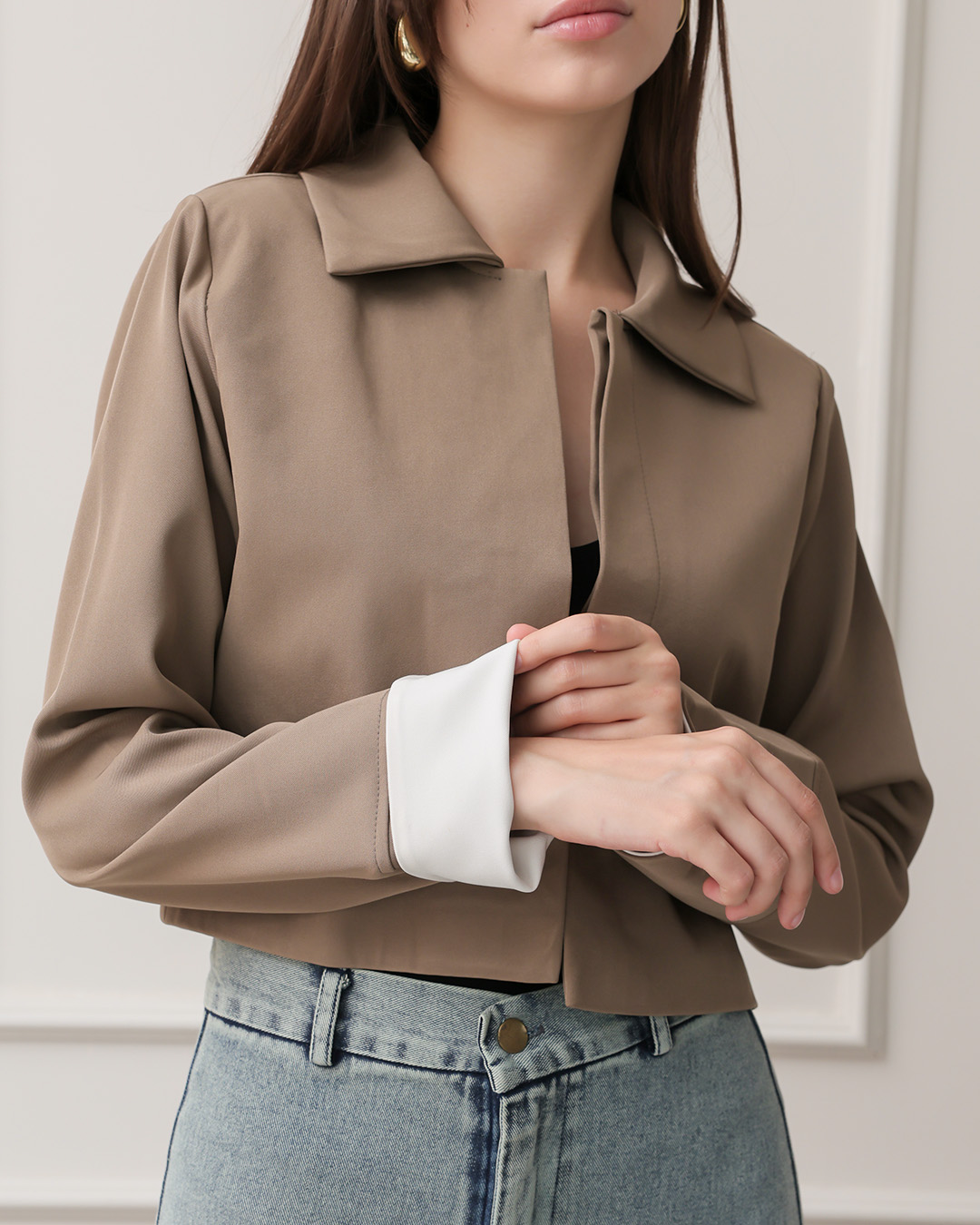 [Tutuloph] Rose Outer Top | Outer Wanita Round Neck Kerah | Atasan Wanita Lengan Panjang 2 Warna Elegan | Casual Bigsize