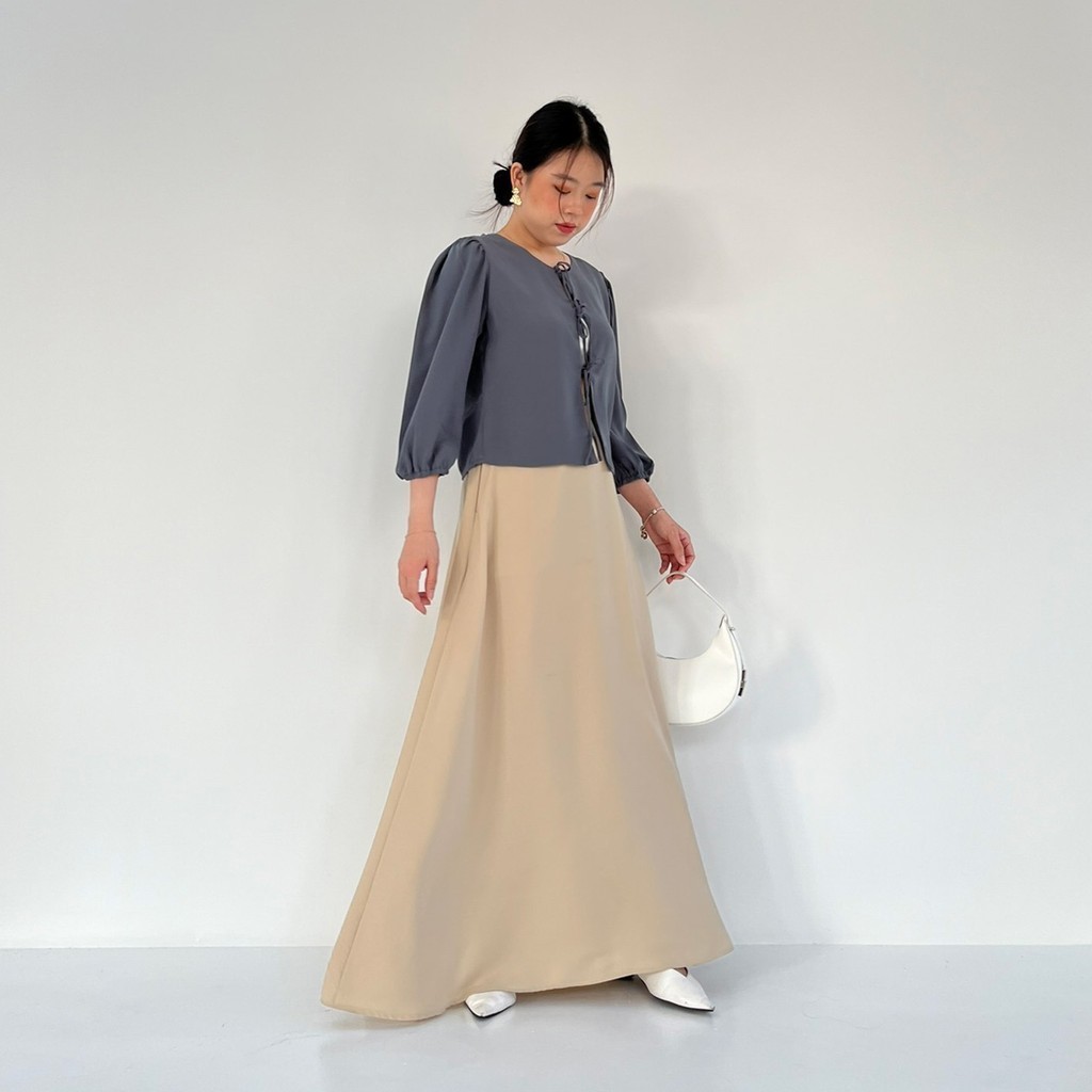 [Tutuloph] Jovie Long Skirt | Rok Minimalist Panjang Wanita Style Formal Casual | Pinggang Karet Bigsize Jumbo Normal