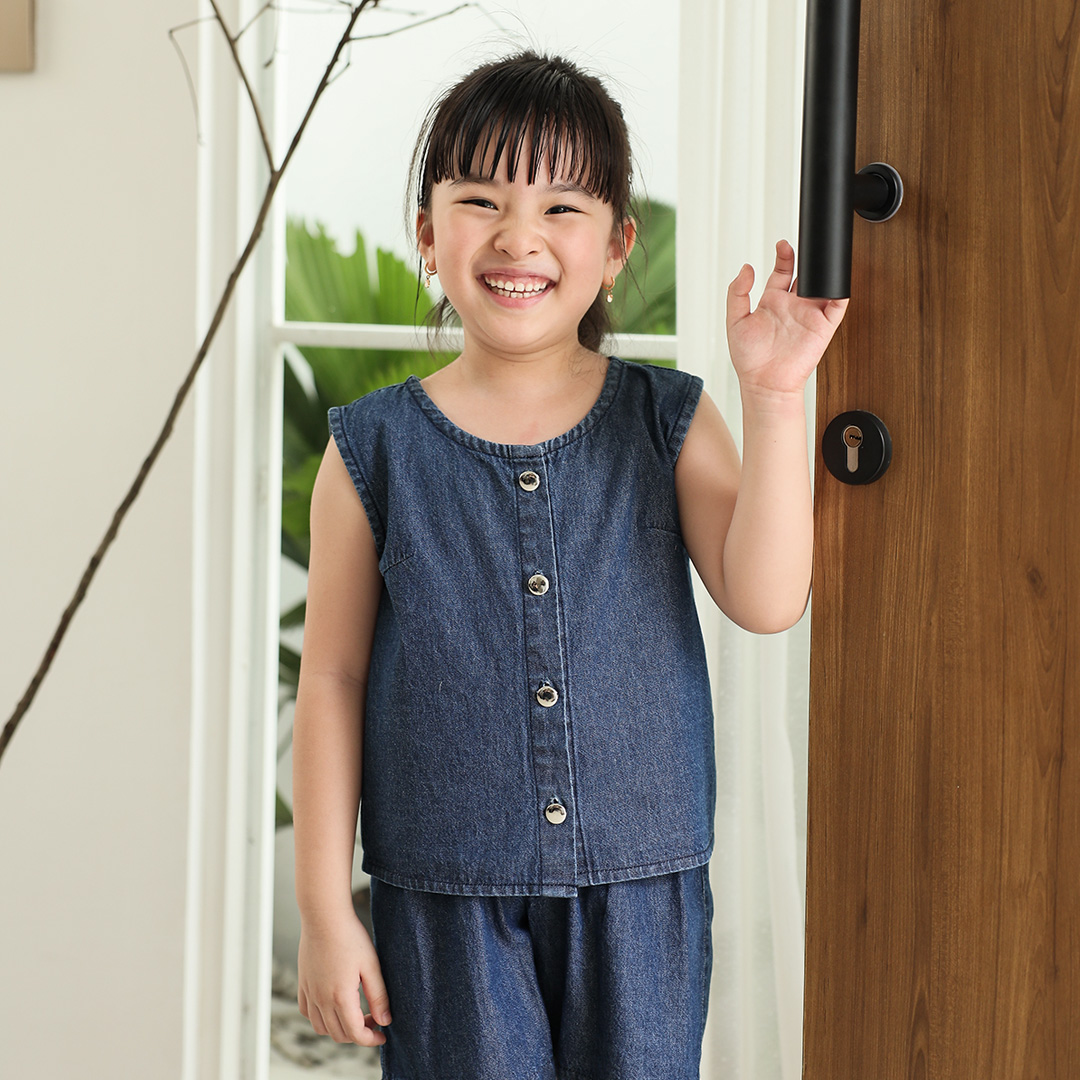 Valle Top Kids | Top Baju Denim Anak Perempuan | Usia 1-10Tahun | Atasan Jeans  Anak Perempuan |  Fashion Anak | TutuKids