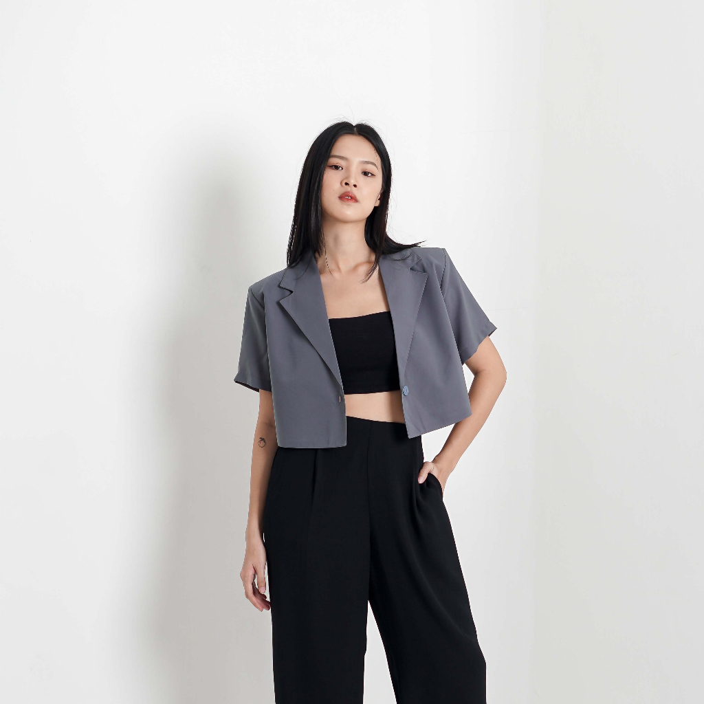 [Tutuloph] Kelly Blazer Cropped Short - Sleeve Blazer | Casual Blazer| Fashion Wanita Jumbo Normal Bigsize