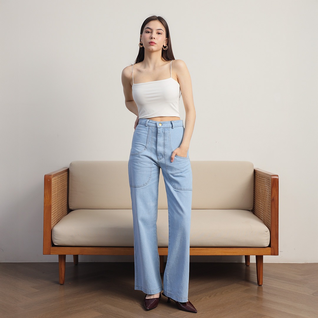 [Tutuloph] Juno Pants | Bawahan Wanita Denim Jeans - Denim Collection | Celana Highwaist Kulot Jeans Denim Pants Navy Casual Fashion Normal Bigsize