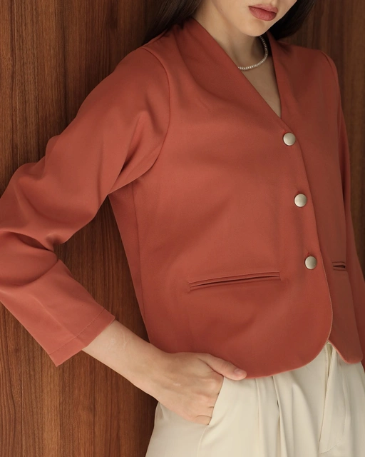 Image of [Tutuloph] Ayla Blouse | Blouse Kantong Wanita Lengan Panjang | Outer Kancing Lengan Panjang Casual Fashion Normal Bigsize