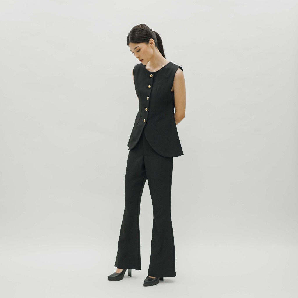 [Tutuloph] Calla Vest Top | Vest Wanita Premium Kancing Gold | Luaran Elegan & Casual – Koleksi Eksklusif Fit to Big Size