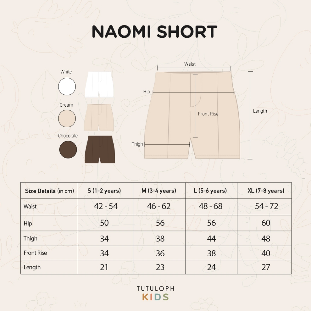 Naomi Short | Short Pants Anak Perempuan | Usia 1-8 Tahun | Celana Pendek Anak | TutuKids
