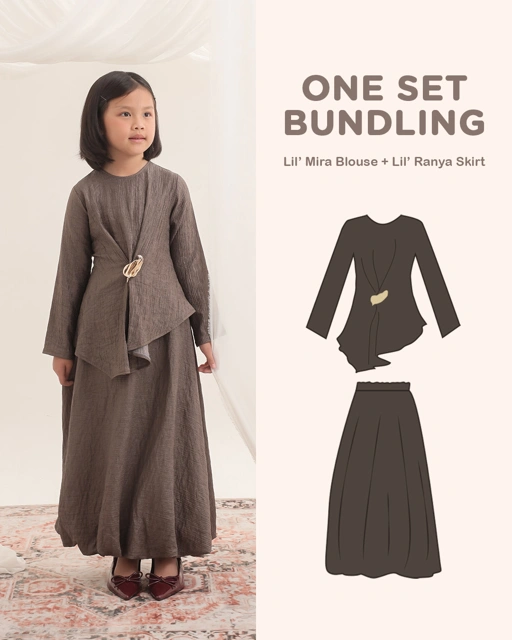 Image of One Set Little Ranya Skirt + Little Mira Blouse/Little Farah Blouse Kids | Bawahan Rok Panjang dan Atasan Anak Perempuan | Usia 7-8 Tahun | Bawahan dan Atasan Anak | Tutu Kids