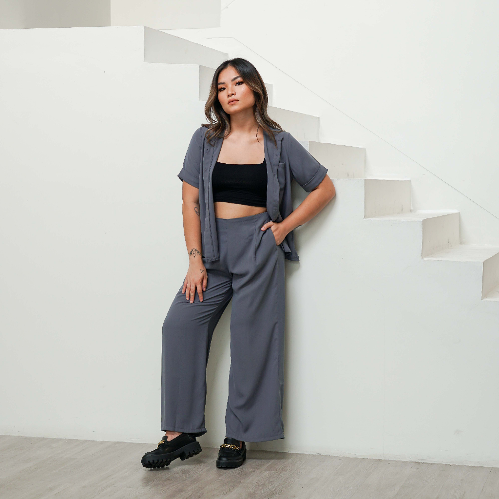 [Tutuloph] Jodi Shirt | Kemeja Lengan Pendek Casual Top | Fashion Wanita Jumbo Normal Bigsize