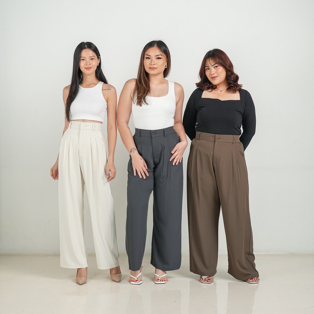 [Tutuloph] Basic Long Kulot V3 | Kulot Celana Karet Kantor Highwaist Pants | Flowy Pants All size Normal Big size Premium Bawahan