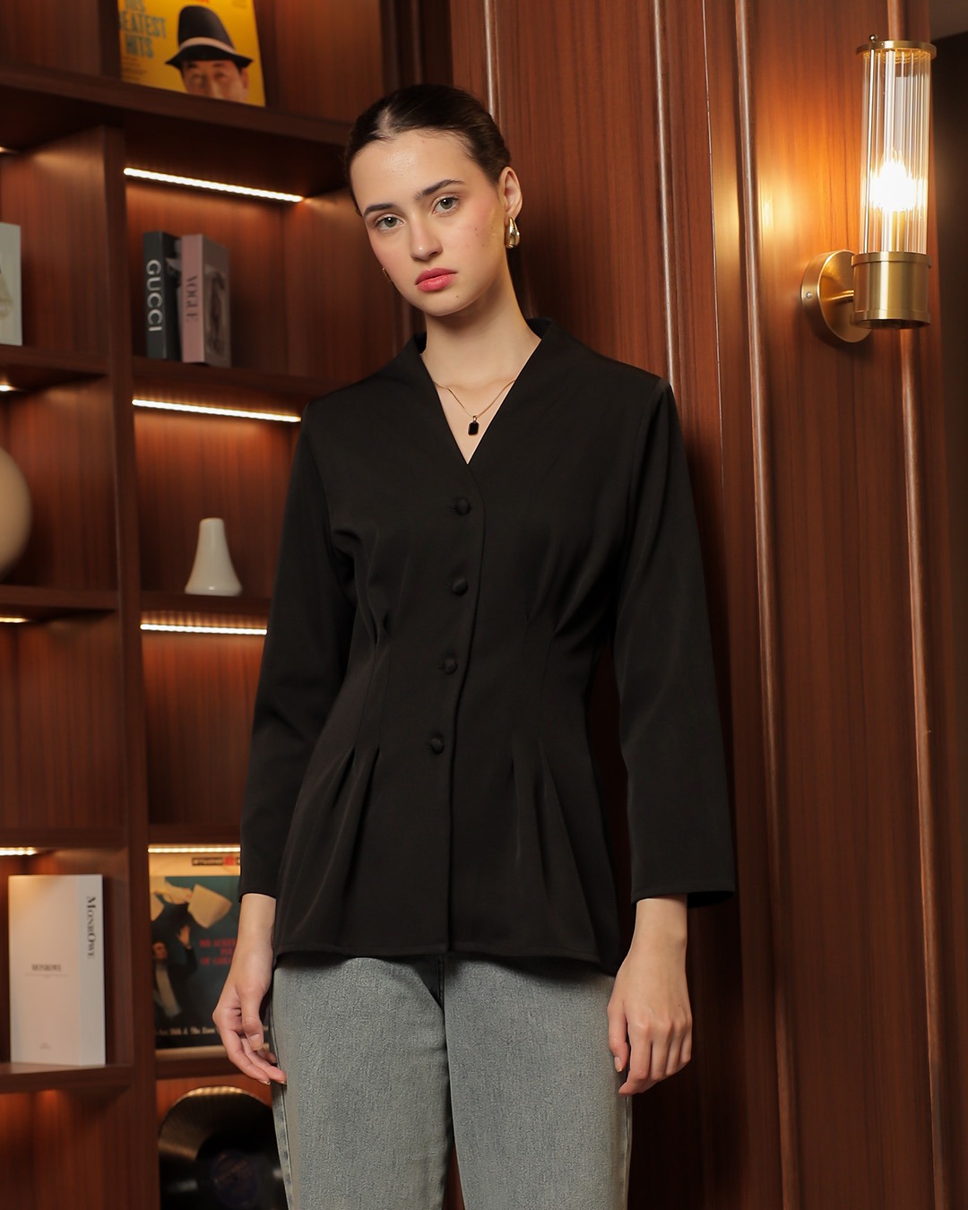 [Tutuloph] Ever Blouse | Blouse Wanita V-Neck Kancing Depan | Atasan Wanita Lengan Panjang Elegan | Casual Bigsize