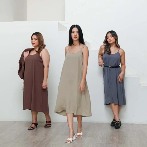 Image of [Tutuloph] Daysee Dress | Midi Dress | Sleeveless | Dress Simple Wanita Fashion Wanita Jumbo Normal Bigsize