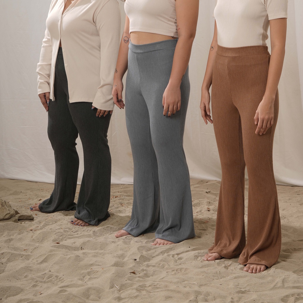 [Tutuloph] Laurel Pants | Knit Pants | Bell-bottoms Pants| Cutbray Pants Fashion Wanita Jumbo Normal Bigsize
