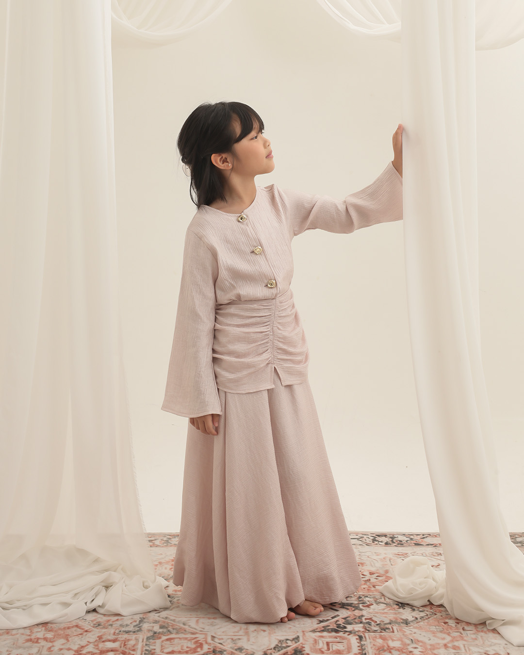 Little Ranya Skirt Kids | Rok Panjang Anak Perempuan Pinggang Karet | Bawahan Elegan Raya Collection | Usia 7-8 Tahun | TutuKids