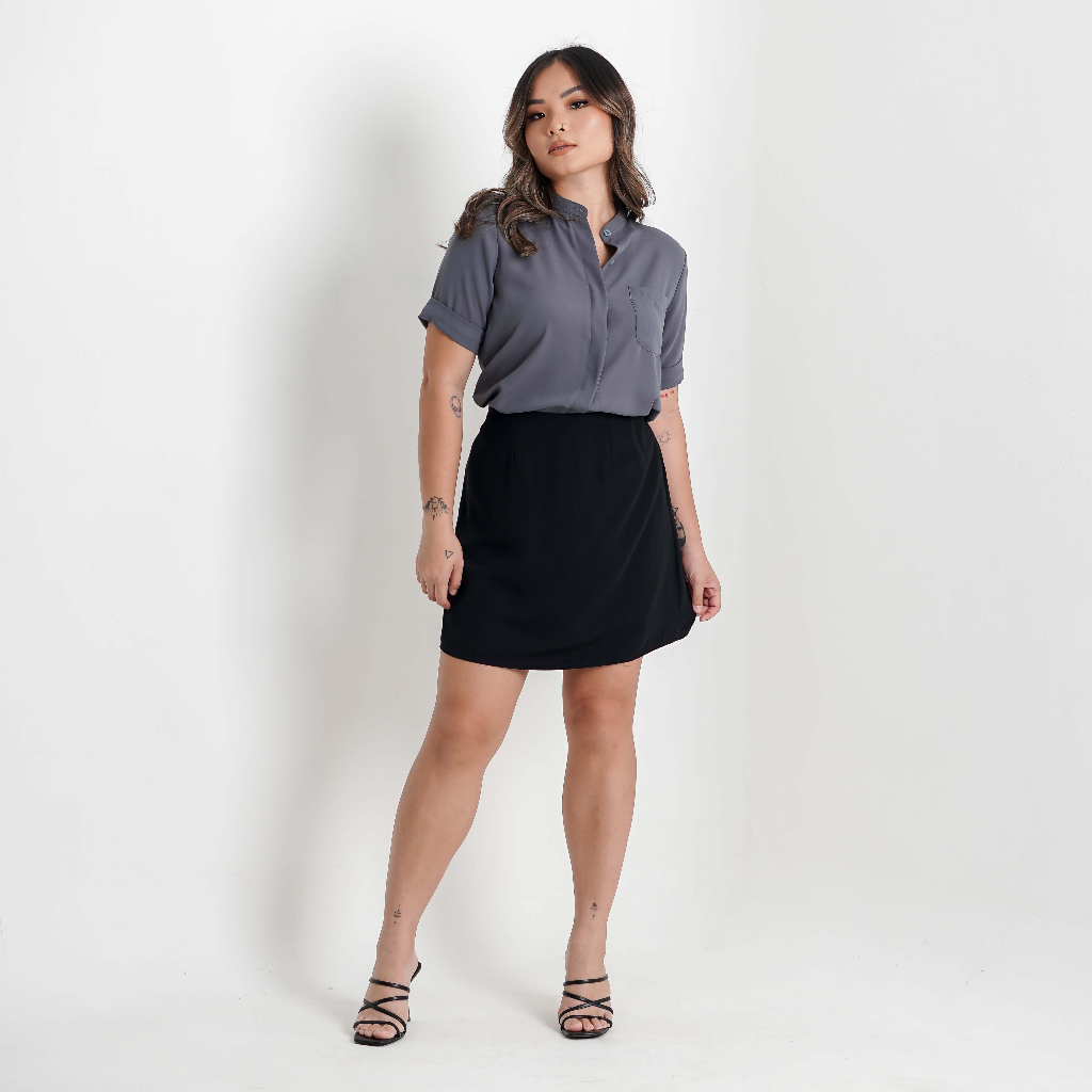 [Tutuloph] Jodi Shirt | Kemeja Lengan Pendek Casual Top | Fashion Wanita Jumbo Normal Bigsize