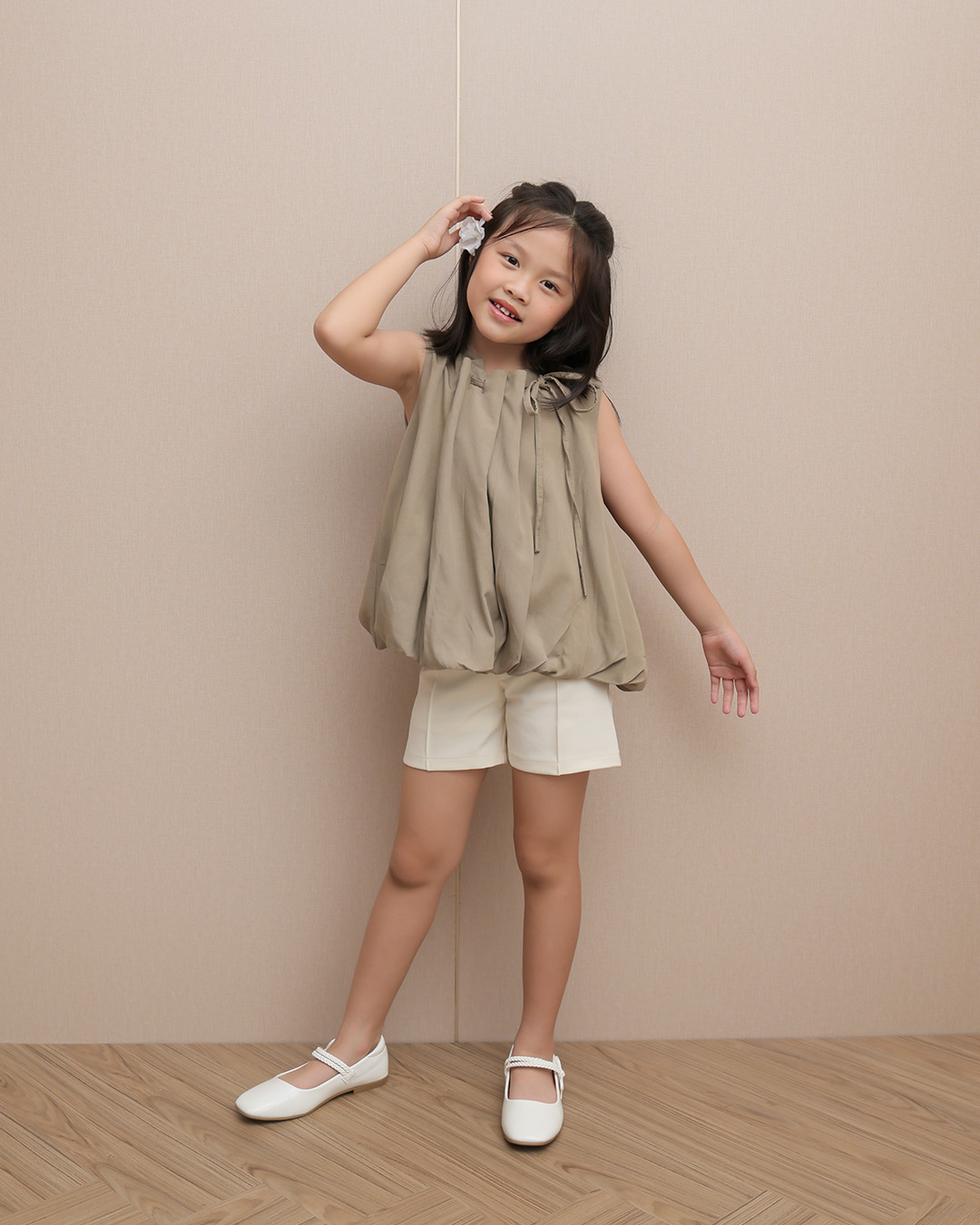 Mila Tank Top Kids | Blouse Tank Top Serut Fashion Anak Perempuan | Atasan Balloon Sleeveless Casual Round Neck | Usia 1-8 Tahun | TutuKids