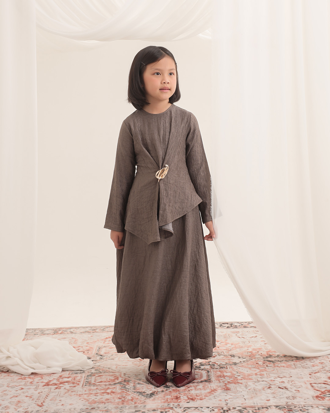 Little Ranya Skirt Kids | Rok Panjang Anak Perempuan Pinggang Karet | Bawahan Elegan Raya Collection | Usia 7-8 Tahun | TutuKids