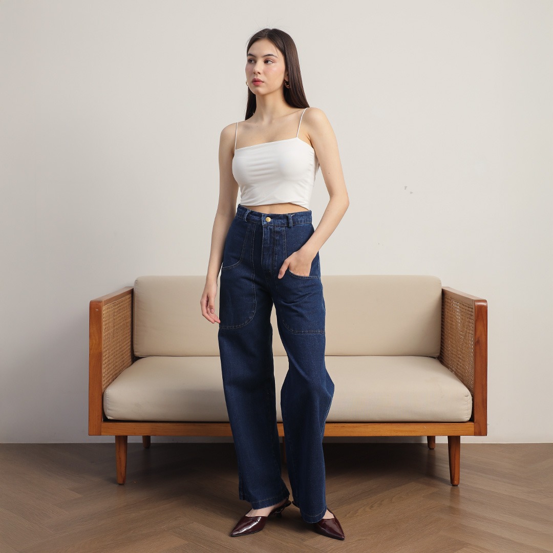 [Tutuloph] Juno Pants | Bawahan Wanita Denim Jeans - Denim Collection | Celana Highwaist Kulot Jeans Denim Pants Navy Casual Fashion Normal Bigsize