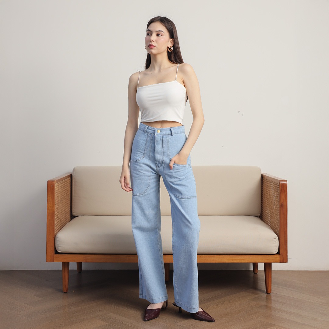 [Tutuloph] Juno Pants | Bawahan Wanita Denim Jeans - Denim Collection | Celana Highwaist Kulot Jeans Denim Pants Navy Casual Fashion Normal Bigsize