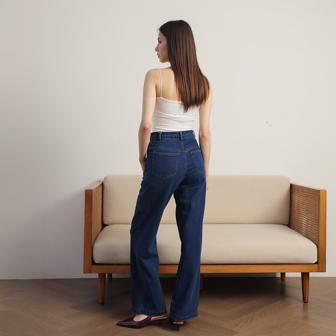 [Tutuloph] Juno Pants | Bawahan Wanita Denim Jeans - Denim Collection | Celana Highwaist Kulot Jeans Denim Pants Navy Casual Fashion Normal Bigsize