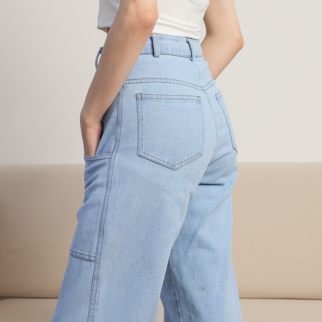 [Tutuloph] Juno Pants | Bawahan Wanita Denim Jeans - Denim Collection | Celana Highwaist Kulot Jeans Denim Pants Navy Casual Fashion Normal Bigsize