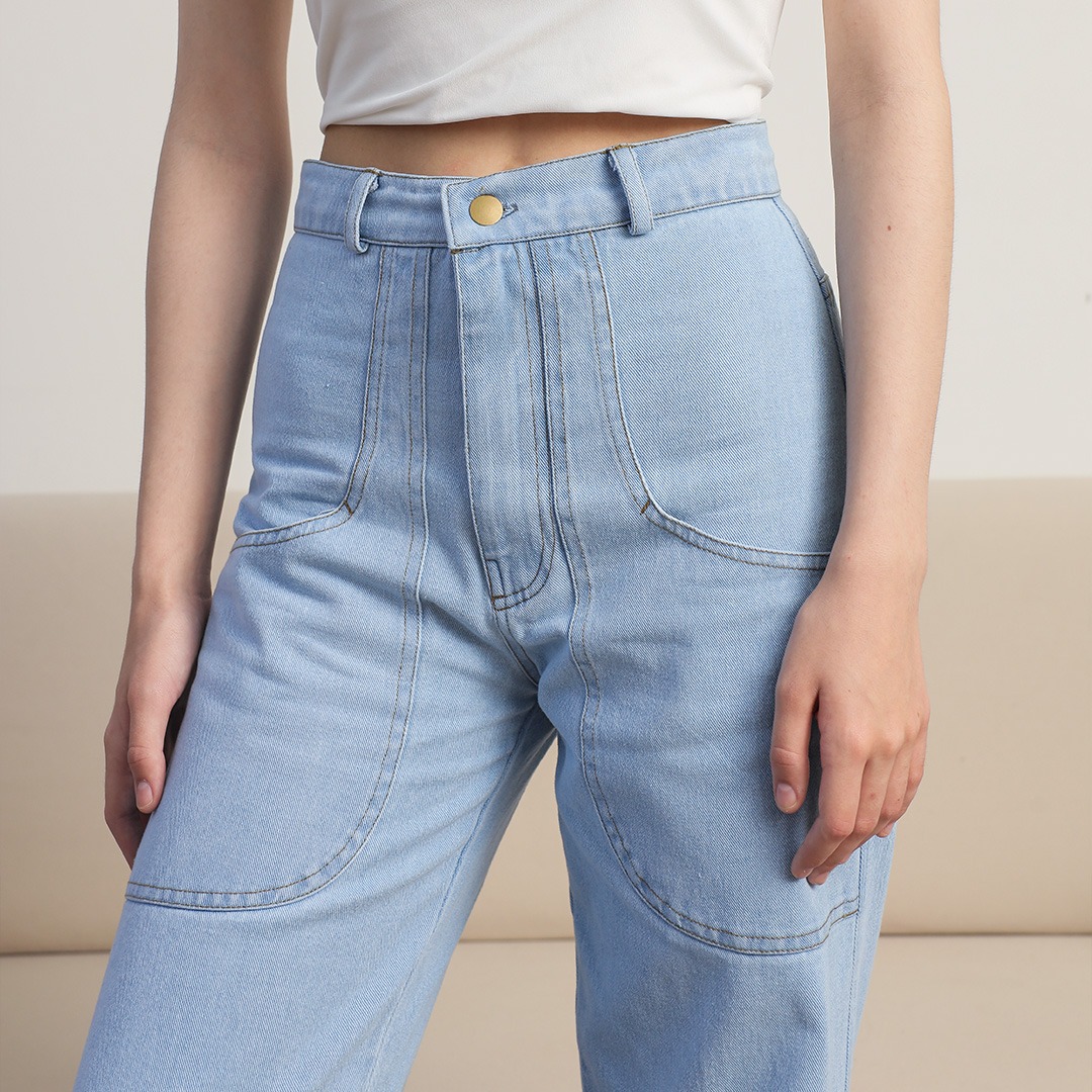 [Tutuloph] Juno Pants | Bawahan Wanita Denim Jeans - Denim Collection | Celana Highwaist Kulot Jeans Denim Pants Navy Casual Fashion Normal Bigsize