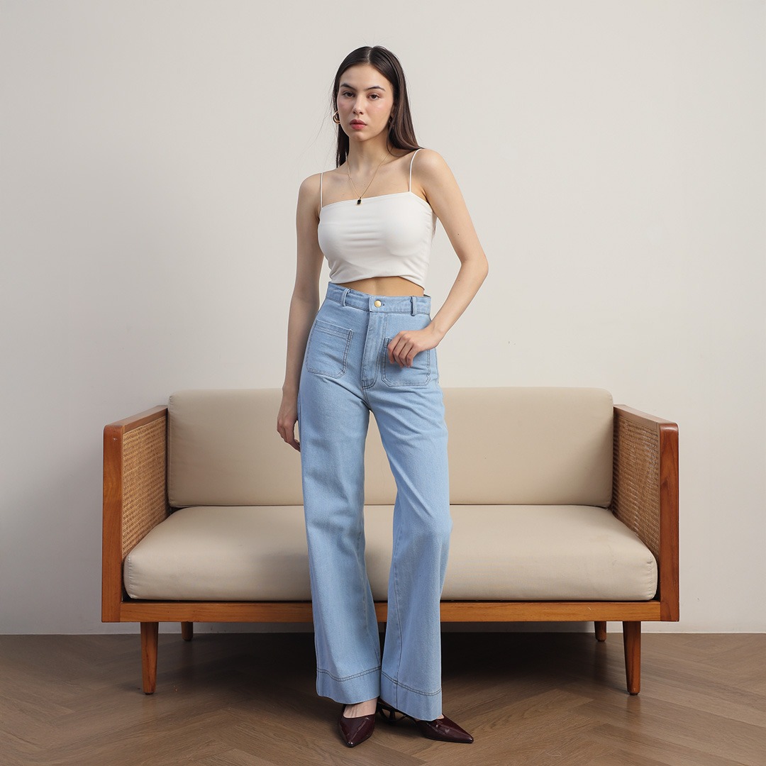 [Tutuloph] Kana Pants | Celana Jeans Kantong Depan Bawahan Wanita Denim Jeans - Denim Collection | Celana Highwaist Kulot Jeans Denim Pants Navy Casual Fashion Normal Bigsize