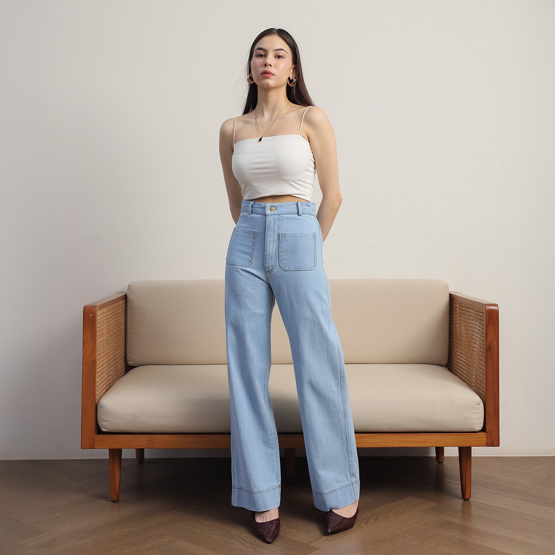 [Tutuloph] Kana Pants | Celana Jeans Kantong Depan Bawahan Wanita Denim Jeans - Denim Collection | Celana Highwaist Kulot Jeans Denim Pants Navy Casual Fashion Normal Bigsize