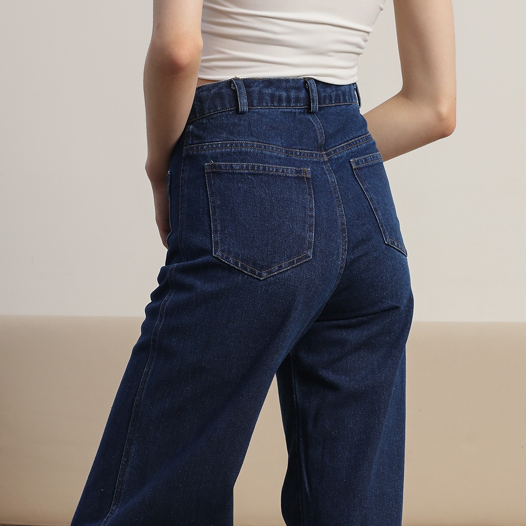 [Tutuloph] Kana Pants | Celana Jeans Kantong Depan Bawahan Wanita Denim Jeans - Denim Collection | Celana Highwaist Kulot Jeans Denim Pants Navy Casual Fashion Normal Bigsize