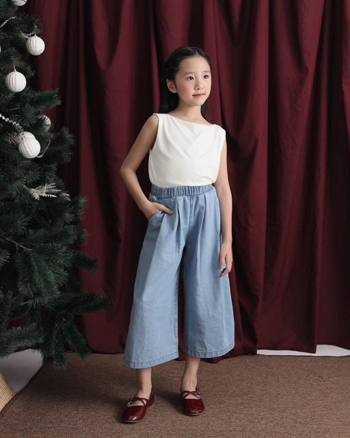 Image of Kenny Pants Kids | Denim Kulot Anak Perempuan | Usia 1-8 Tahun | Celana Jeans Panjang 3/4 Anak | Fashion Anak | TutuKids