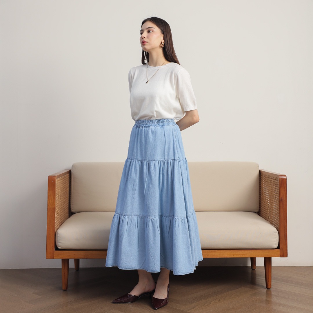 [Tutuloph] Mary Skirt | Rok Ruffle Bawahan Denim  | Denim Bottom Jeans - Denim Collection | Denim All size Normal Big size