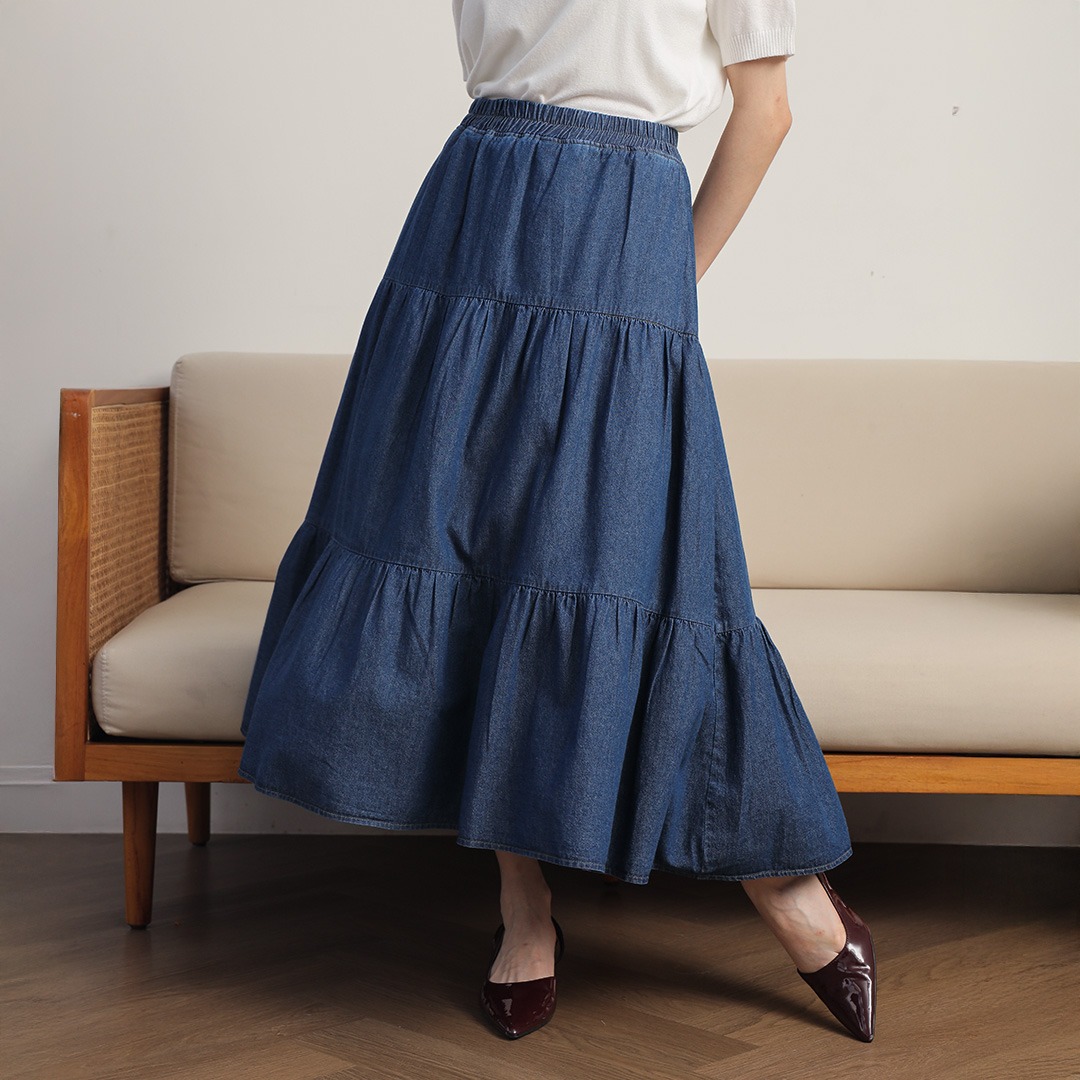 [Tutuloph] Mary Skirt | Rok Ruffle Bawahan Denim  | Denim Bottom Jeans - Denim Collection | Denim All size Normal Big size