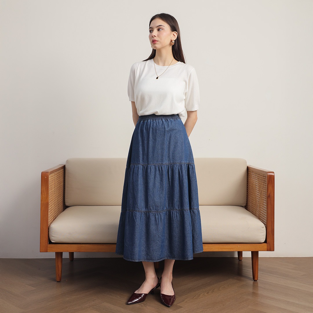 [Tutuloph] Mary Skirt | Rok Ruffle Bawahan Denim  | Denim Bottom Jeans - Denim Collection | Denim All size Normal Big size