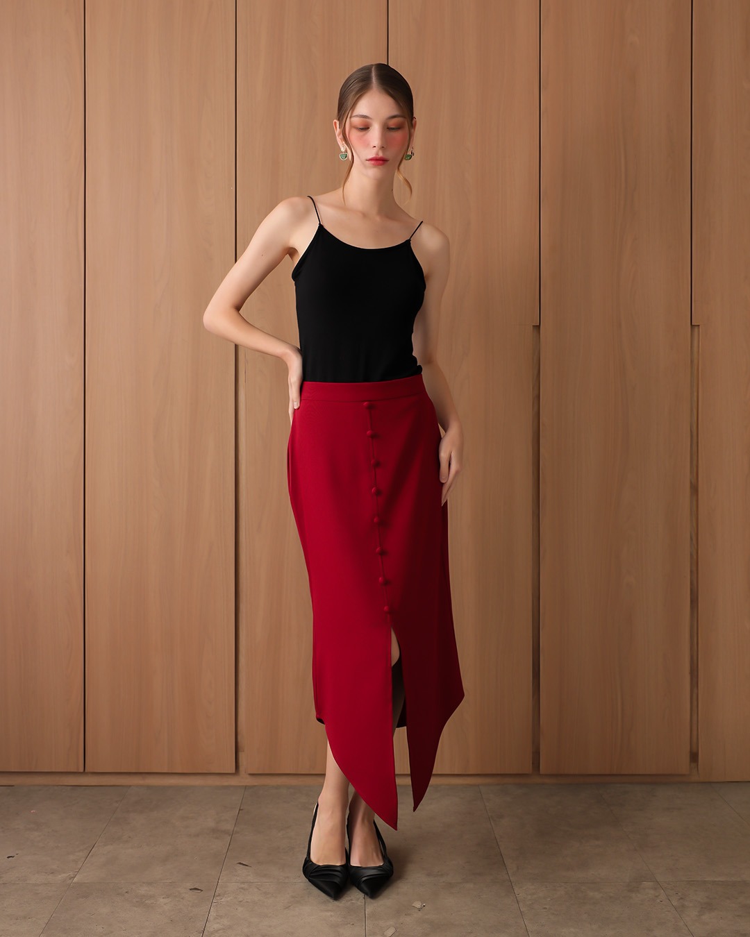 [Tutuloph] Melin Skirt | Rok Wanita Kancing Depan Pinggang Karet | Bawahan Imlek Elegan | CNY Edition | Normal Big Size