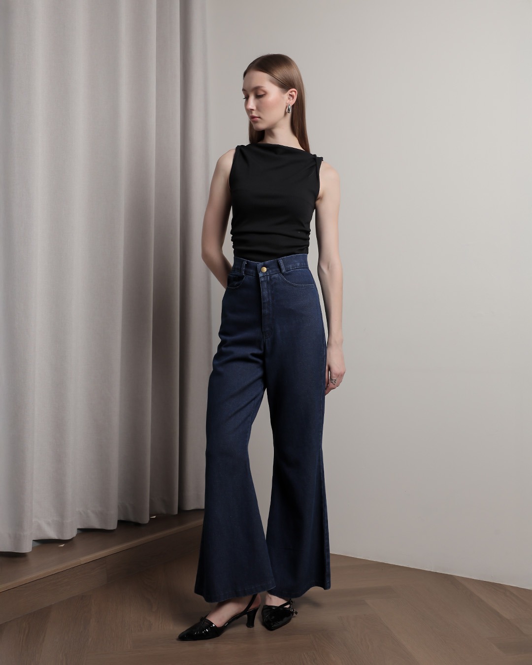 [Tutuloph] Nico Pants | Celana Jeans Bawahan Wanita Denim Jeans - Denim Collection | Celana Highwaist Cutbray Jeans Denim Pants Navy | Casual Fashion Normal Bigsize