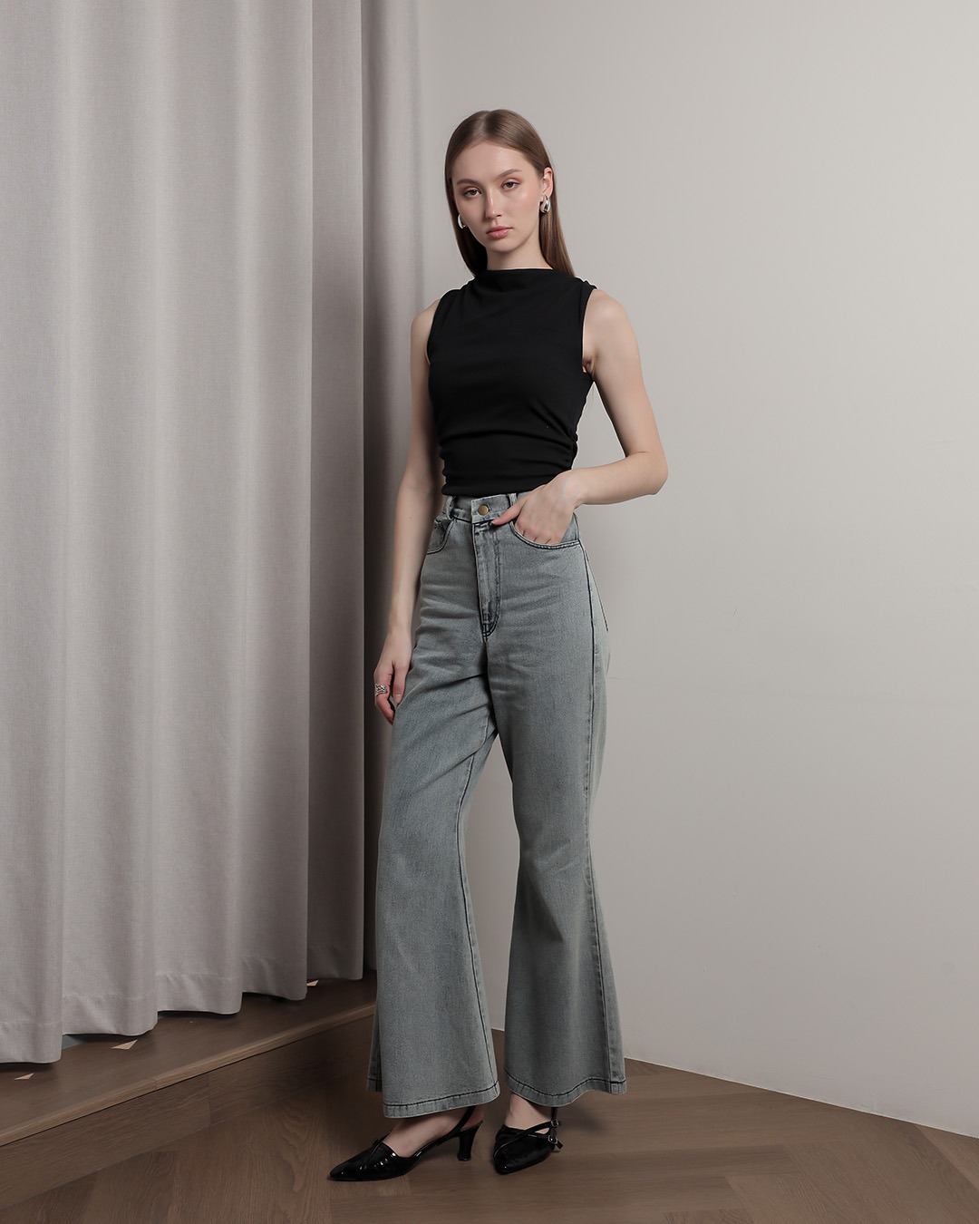 [Tutuloph] Nico Pants | Celana Jeans Bawahan Wanita Denim Jeans - Denim Collection | Celana Highwaist Cutbray Jeans Denim Pants Navy | Casual Fashion Normal Bigsize