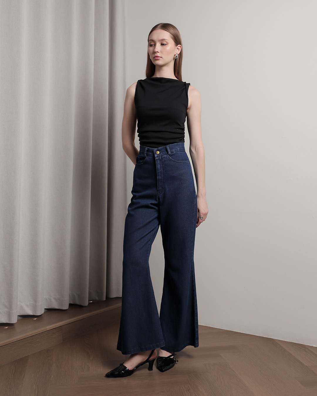 [Tutuloph] Nico Pants | Celana Jeans Bawahan Wanita Denim Jeans - Denim Collection | Celana Highwaist Cutbray Jeans Denim Pants Navy | Casual Fashion Normal Bigsize