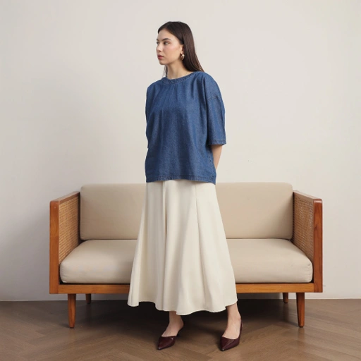 Image of [Tutuloph] Sydney Shirt | Atasan Wanita Denim Top Jeans | Blouse Pendek Oversized Denim Casual Fashion Normal Bigsize