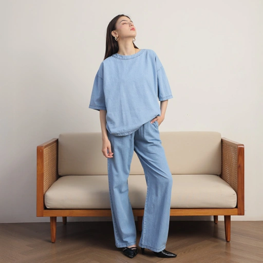 Image of [Tutuloph] Sydney Shirt | Atasan Wanita Denim Top Jeans | Blouse Pendek Oversized Denim Casual Fashion Normal Bigsize